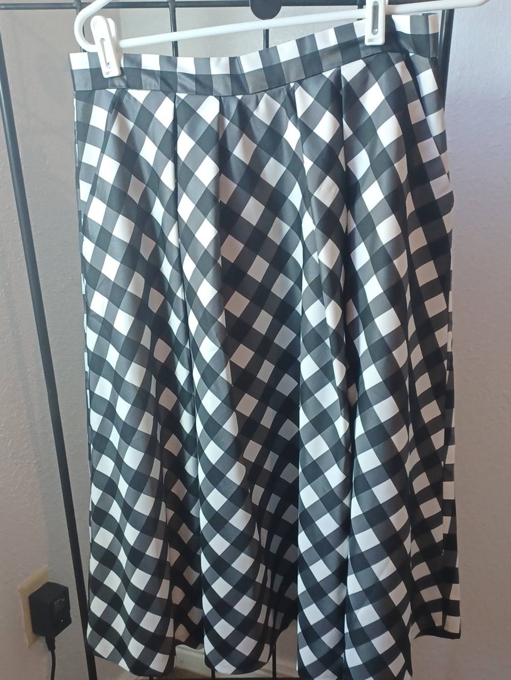 NWT Talbots Black and White Gingham Circle Skirt